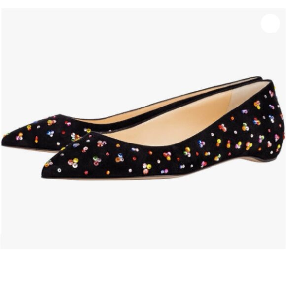 XYD Closed Pointed Toe Slip On Flats for Women Hidden Low Heels Work Black - Picture 1 of 8